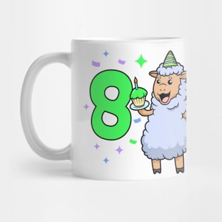 I am 8 with sheep - girl birthday 8 years old Mug